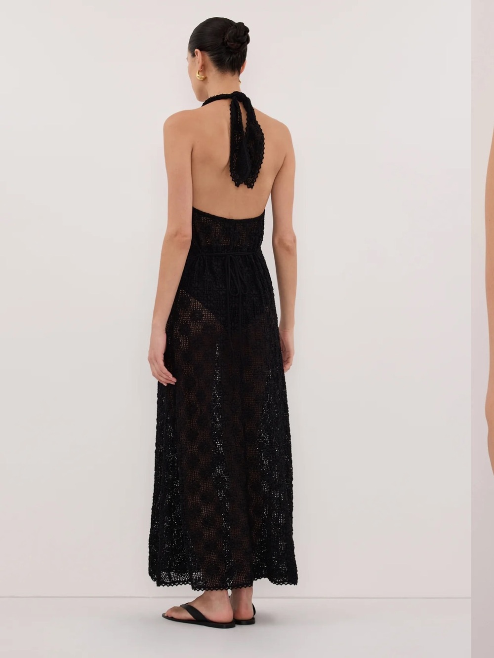 Diish Agnes Black Crochet Halter Midi Dress - Picture 3 of 4